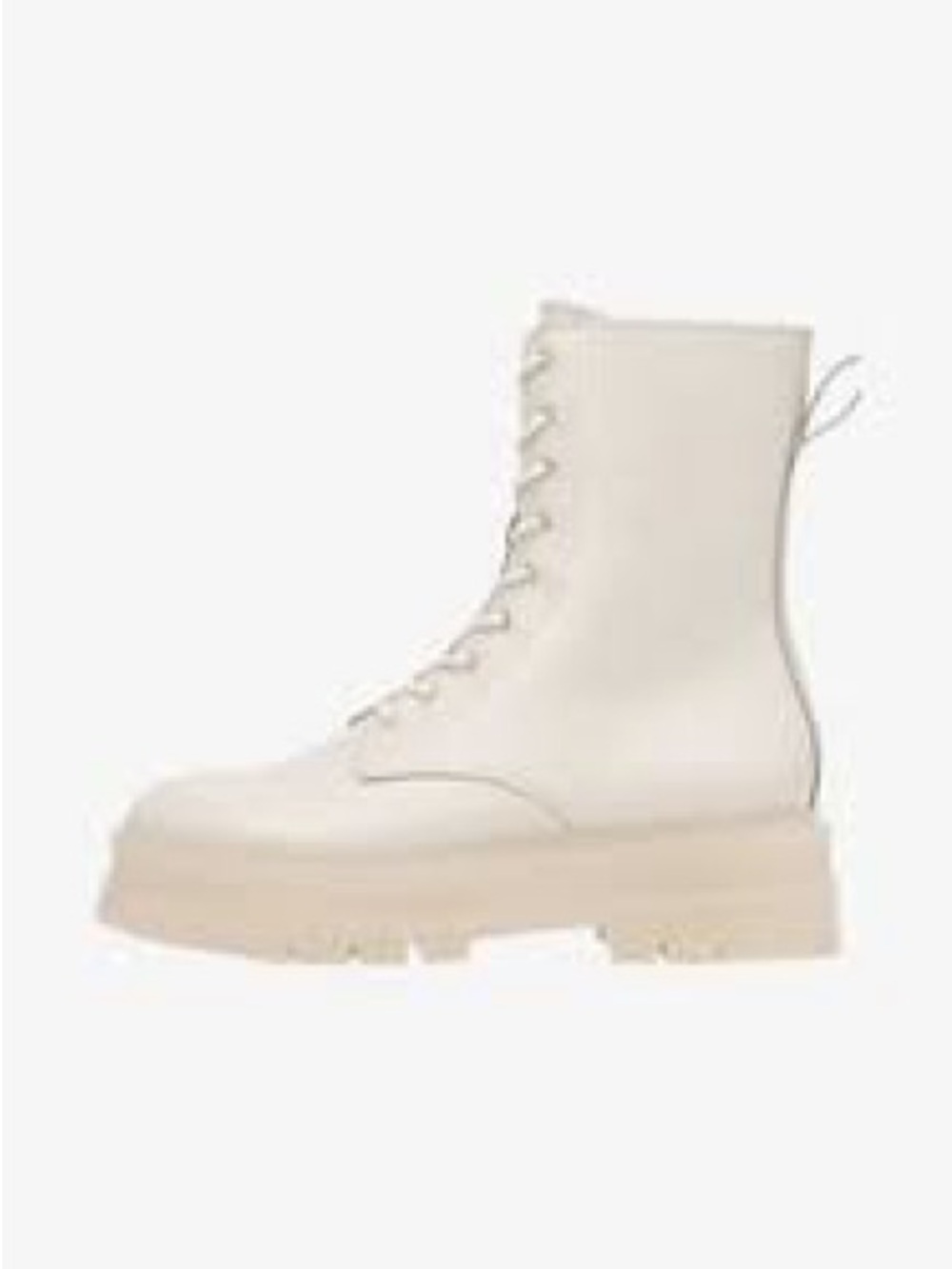 stradivarius Cream Lace-Up Platform Combat Boots